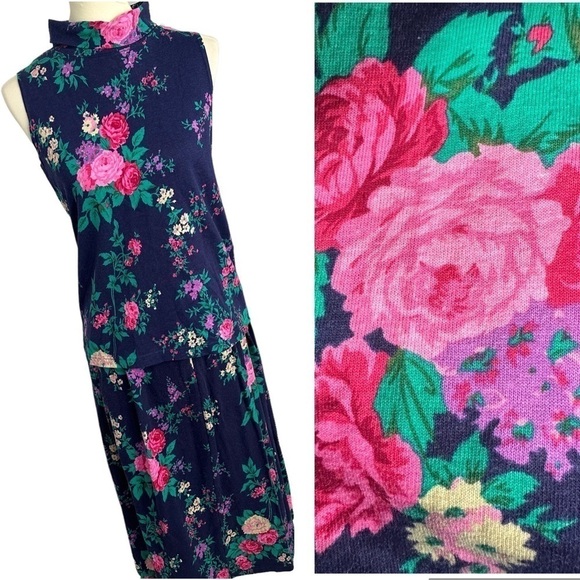 Vintage Floral Co-ord Jos A Bank Romantic Maxi Skirt Set Renaissance Cottagecore - Picture 4 of 16